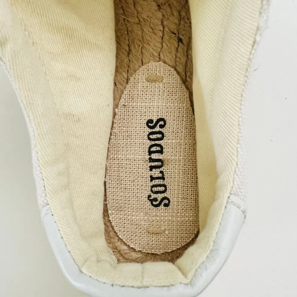 SOLUDOS Izzy Ivory Canvas Espadrille Lace Up Sneakers - US 7